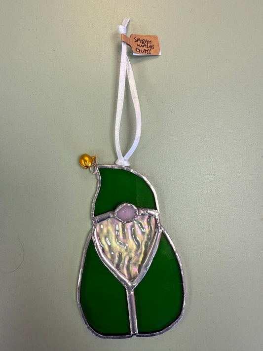 Santa gonks (green) by Sarah Wales Glass