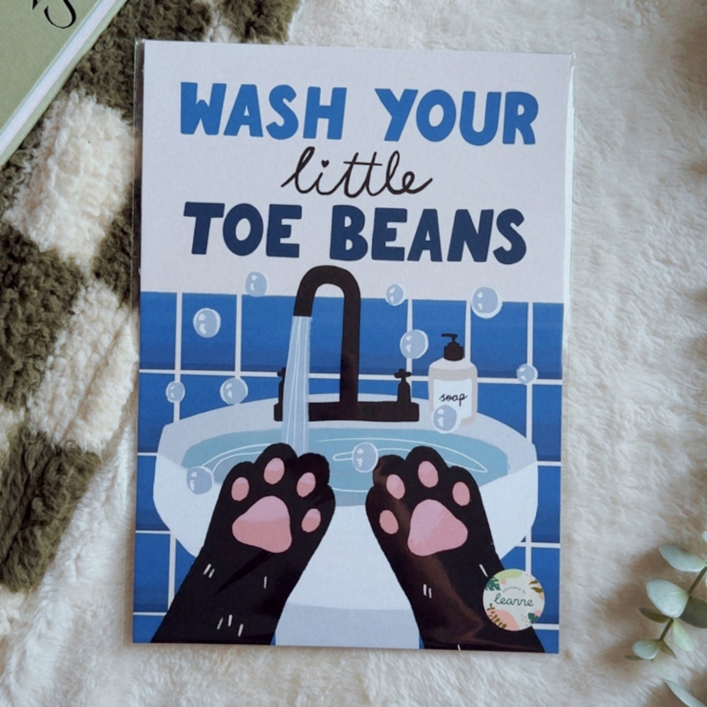 Wash Your Little Toe Beans 5x7 inch Print by Designed by Leanne