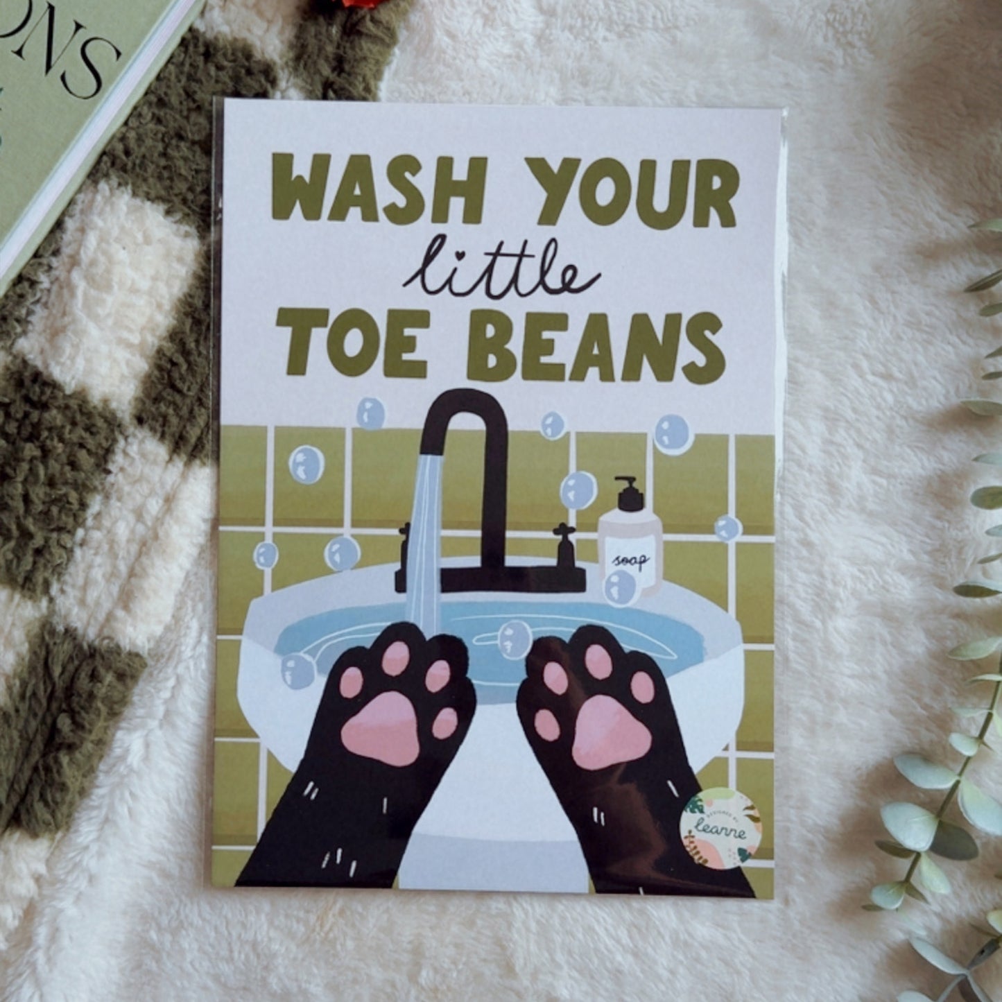 Wash Your Little Toe Beans 5x7 inch Print by Designed by Leanne