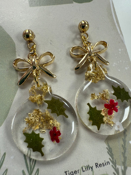 Christmas Bauble Hoop Earrings by Tiger Lilly Resin
