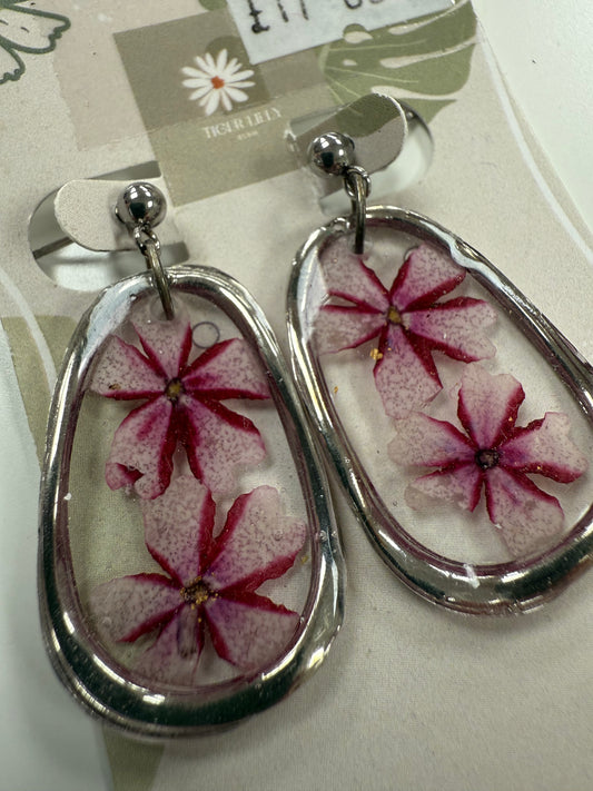 Floral Earrings, Silver by Tiger Lilly Resin