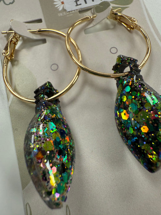 Glitter Bulb Hoop Earrings by Tiger Lilly Resin
