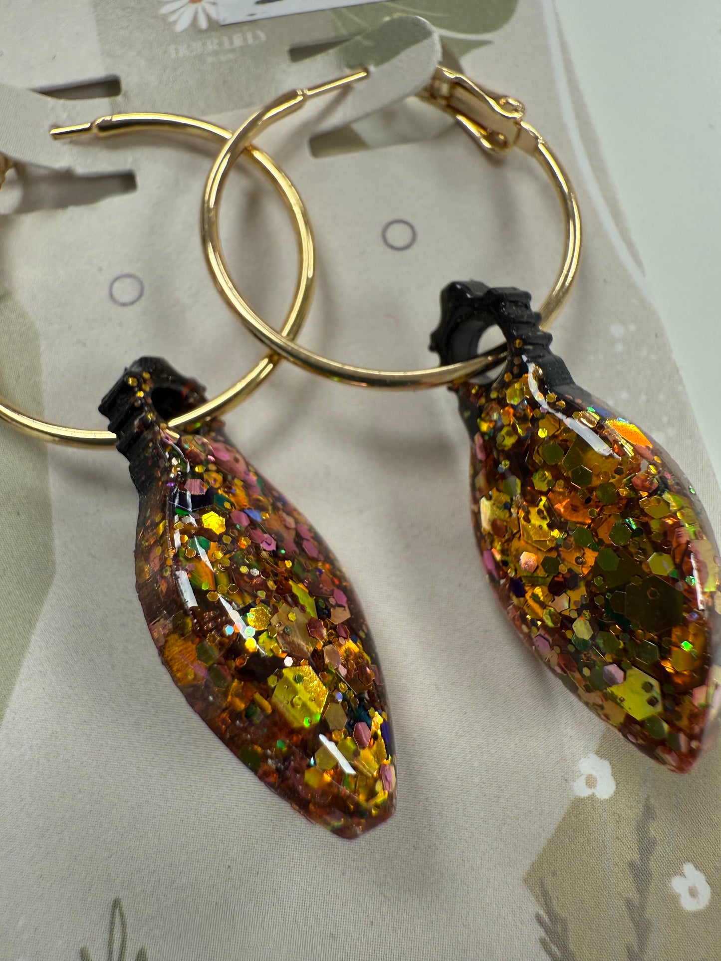 Glitter Bulb Hoop Earrings by Tiger Lilly Resin