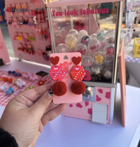 Moody Cow - Dice pompom earings