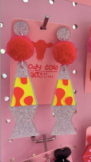 Moody Cow - Lava pompom earings