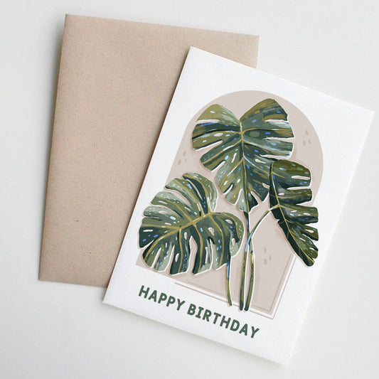 Happy Birthday Monstera Card by Anna Cheng